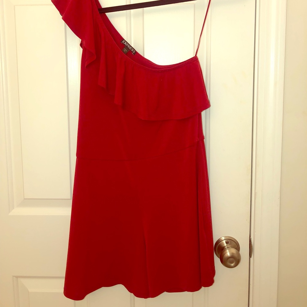 Express red one shoulder romper